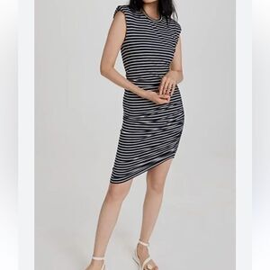 New Veronica Beard Brompton Striped Side Ruched Jersey Bodycon Mini Dress XS